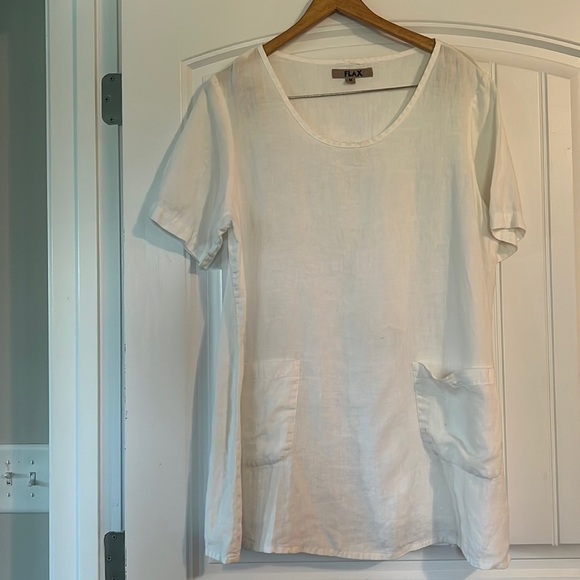 Flax 100% Linen Tunic Patch Pockets Lagenlook Top size Medium - Picture 1 of 6
